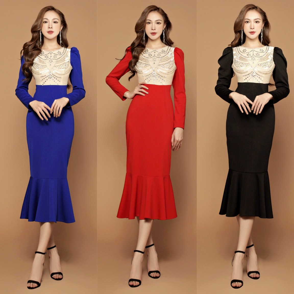 Đầm Body Tay Dài Kết Trúc-HN1135